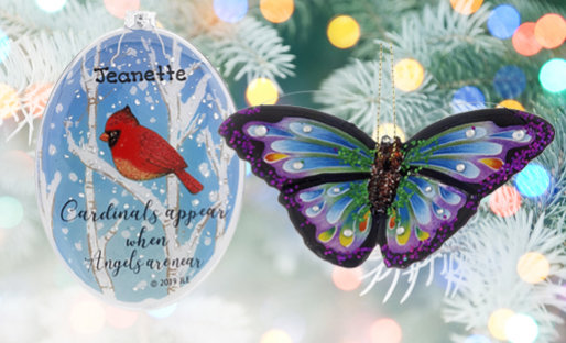 Personalized Birds & Insects Christmas Ornaments