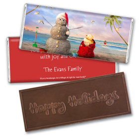 Personalized Christmas Tropical Snowman Embossed Chocolate Bar