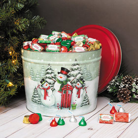 Personalized Snow Family Merry Christmas Hershey's Mix Tin - 14 lb