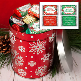 Personalized Red Snowflakes Hershey's Merry Christmas Mix - 1QT Tin