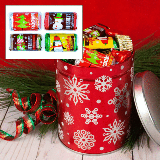 Red Snowflakes Hershey's Holiday Mix 1QT Tin