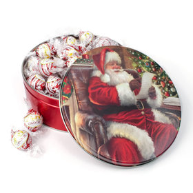 Checking It Twice Christmas Gift Tin White Chocolate Peppermint Lindor Truffles by Lindt - 45pcs