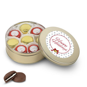 Chocolate Covered Oreo Cookies Happy Holidays Gold Tin