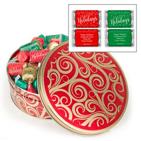 Personalized Golden Swirls Happy Holidays Hershey's Mix Tin - 2 lb