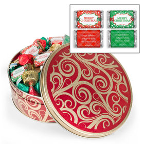 Personalized Golden Swirls Merry Christmas Hershey's Mix Tin - 1.5 lb