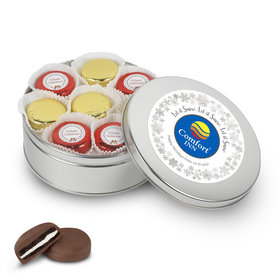 Personalized Chocolate Covered Oreo Cookies Add Your Logo' Silver Holiday Tin