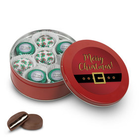 Merry Christmas Chocolate Covered Oreo Cookies Red Santa Tin