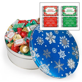 Personalized Blue Flurries Merry Christmas Hershey's Mix Tin - 3 lb