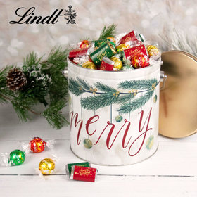 Very Merry Hershey's Happy Holidays Miniatures & Lindt Truffles Tin - 4.6 lb