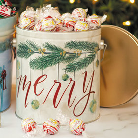 Very Merry Holiday Tin Peppermint Lindt Truffles - 3.5 lb