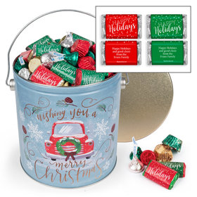 Personalized Vintage Christmas Happy Holidays Hershey's Mix Tin - 3.7 lb
