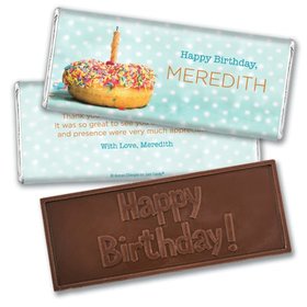 Personalized Birthday Donut Worry Be Happy Embossed Chocolate Bar