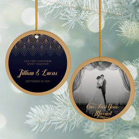 Personalized 'Our First Christmas' Wedding Photo Christmas Ornament