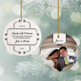 Personalized First Married Christmas Wedding Photo Christmas Ornament