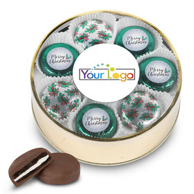 Personalized Chocolate Covered Oreo Cookies Add Your Logo' Merry Christmas Gold Extra-Large Plastic Tin