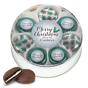 Personalized Chocolate Covered Oreo Cookies Merry Christmas Gold Extra-Large Plastic Tin