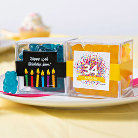 Personalized Birthday JUST CANDY® favor cube with Gummy Bears