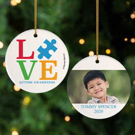 Personalized Autism Awareness Love Christmas Ornament