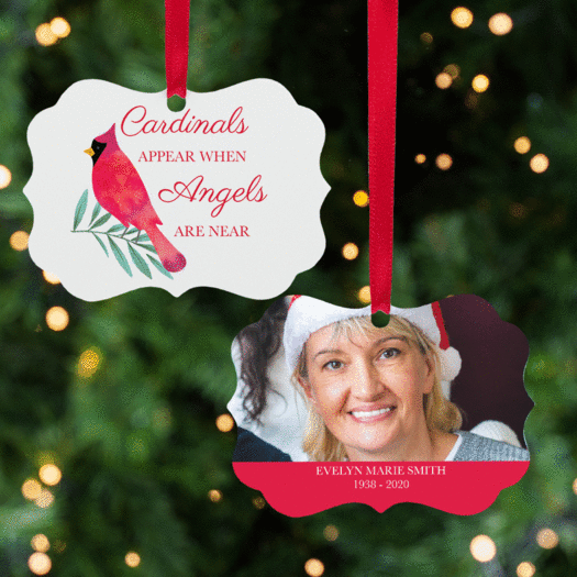 Personalized Cardinals Appear Memorial Christmas Ornament