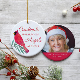 Personalized 'Cardinals Appear When Angels Are Near' Memorial Photo Christmas Ornament