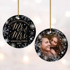 Personalized 'First Christmas As Mr & Mrs' Wedding Photo Christmas Ornament