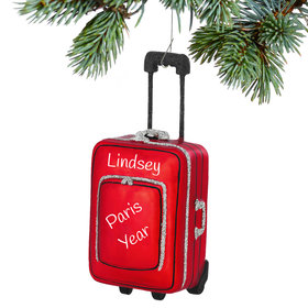 Personalized Red Suitcase Christmas Ornament