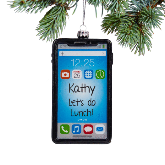 Personalized Glass Smart Phone Christmas Ornament