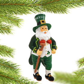 Personalized Irish Santa with Walking Stick Christmas Ornament