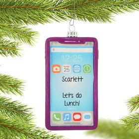 Personalized Purple Smart Phone Christmas Ornament
