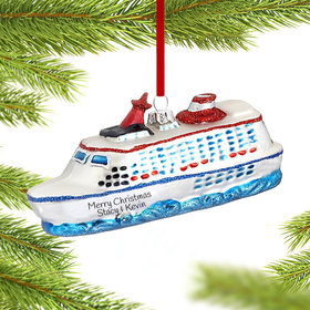 Personalized Cruise Ship on the Water Christmas Ornament