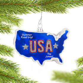 Personalized United States of America Country Shape Christmas Ornament