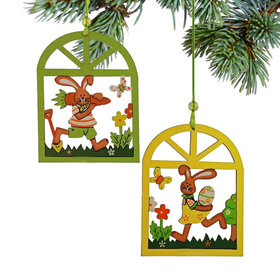 Easter Rabbit Windows (Set of 2) Christmas Ornament