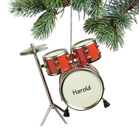 Personalized Red Drum Set Christmas Ornament