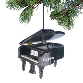 Personalized Grand Piano Black Christmas Ornament