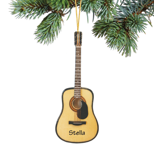 Personalized Classic Guitar Steel String w/ Pick Guard Christmas Ornament