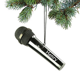 Personalized Black Microphone Christmas Ornament