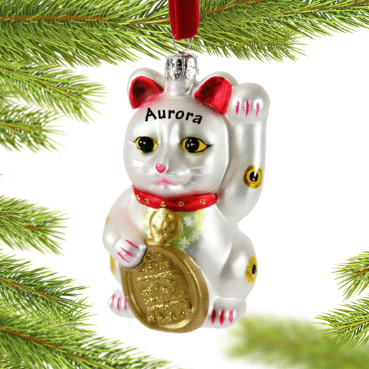 Personalized Lucky Cat Christmas Ornament