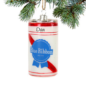 Personalized Blue Ribbon Beer Can Christmas Ornament