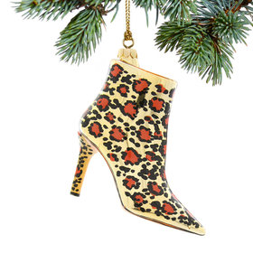 Personalized Stiletto Boot Leopard Christmas Ornament
