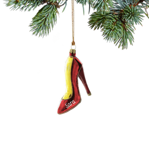 Personalized Red Stiletto Christmas Ornament