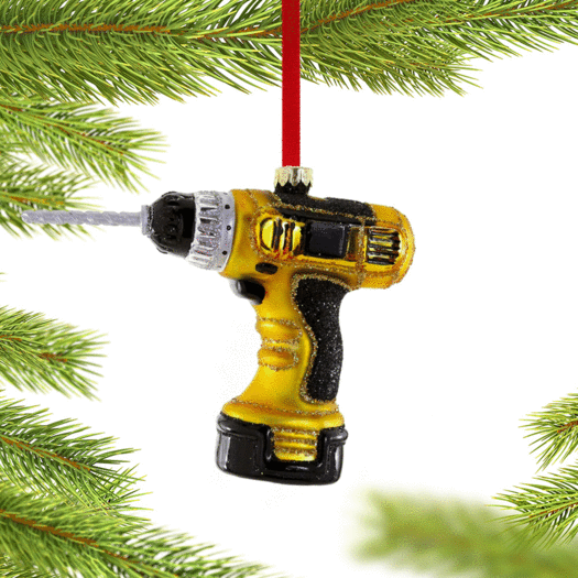 Cordless Drill Yellow Christmas Ornament