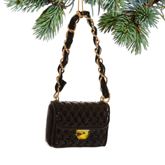 Black Quilted Purse Christmas Ornament