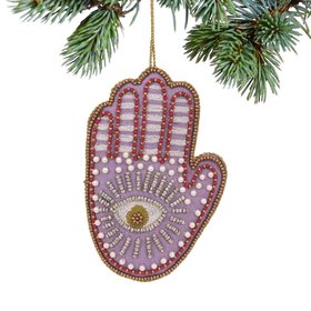 Personalized Beaded Hamsa Hand Christmas Ornament