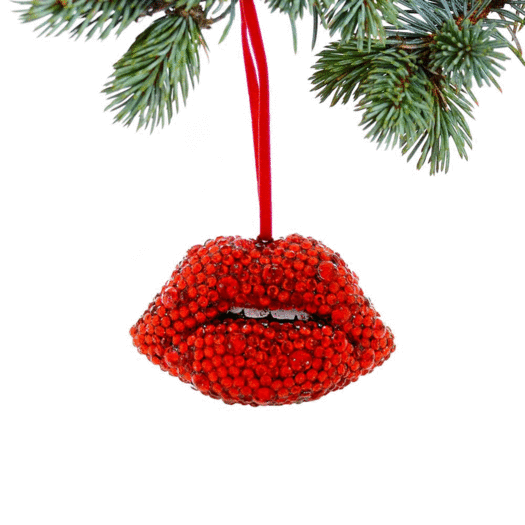 Personalized Jeweled Lips Christmas Ornament