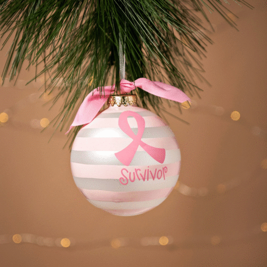 Personalized Breast Cancer Survivor Christmas Ornament