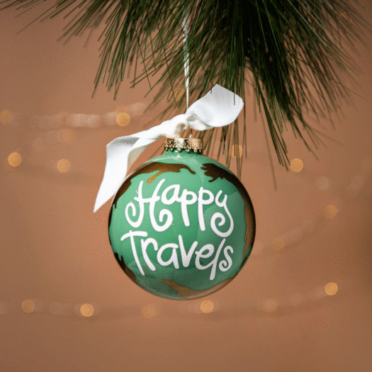 Personalized Happy Travels Christmas Ornament