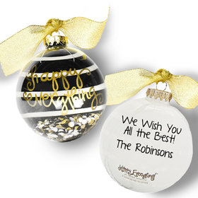 Personalized Black Stripe Happy Everything Christmas Ornament