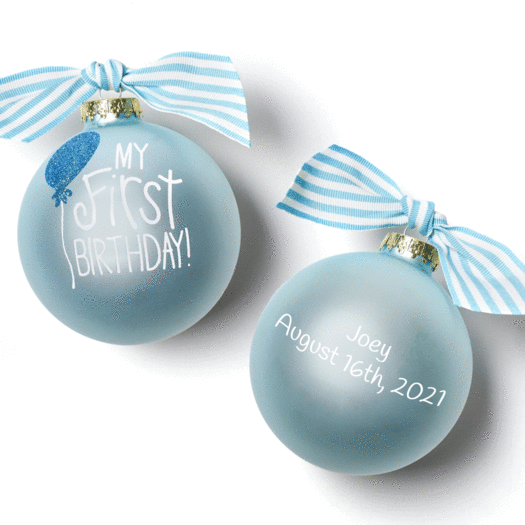 Personalized My First Birthday Blue Christmas Ornament