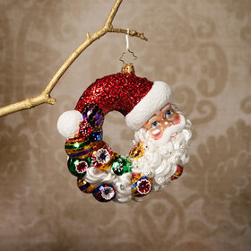 Santa Comes Full Circle Wreath Christopher Radko Christmas Ornament