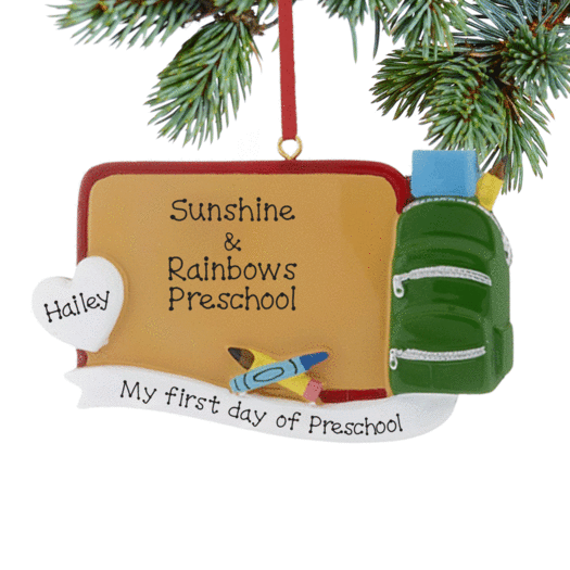 Personalized I Love Preschool Christmas Ornament